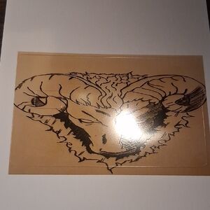 Ram Skull Decal Sticker — Black on Tan